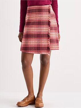 St. John's Bay Red and Pink Plaid Wrap Mini Skirt sz16P women’s